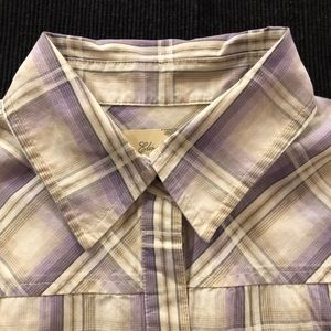 Elizabeth and James Purple Plaid Button Up Shirt XS 3/4Sleeve